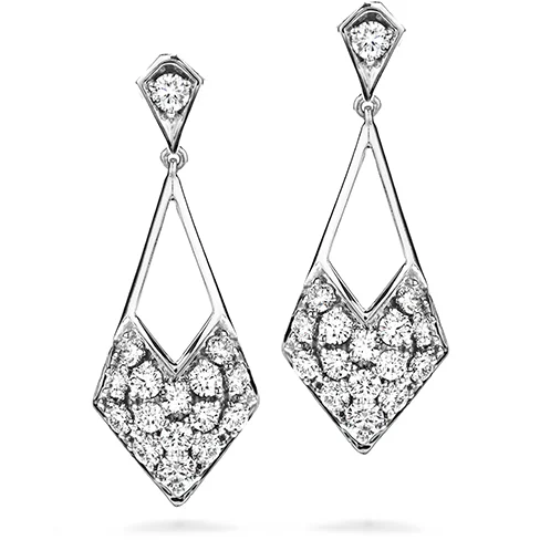 Tide theme earrings-Hearts On Fire Silk Pave Diamond Shape Drop Earrings