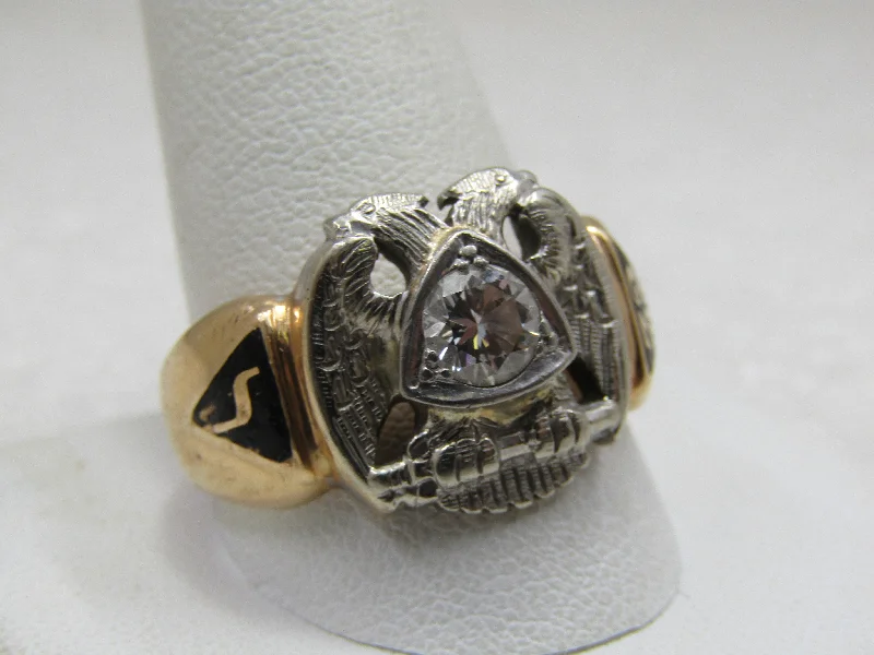 Astro birthstone rings-Vintage 14kt Diamond 32nd Degree Masonic Ring, Sz. 13, .25ctw +