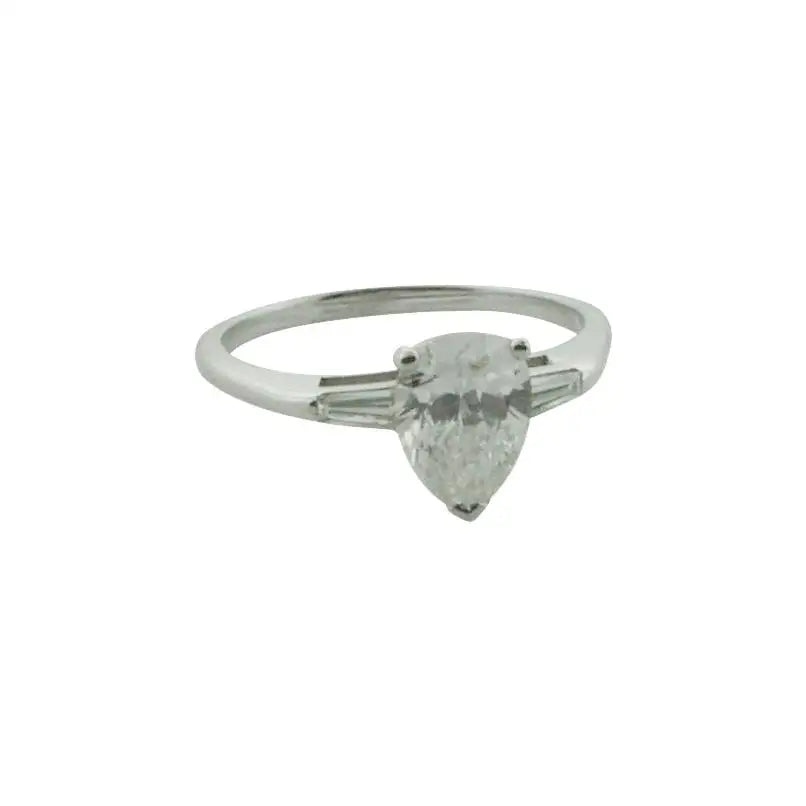 Sleek gold rings-Classic Pear Shape Diamond Ring in Platinum 1.16 GIA F SI1