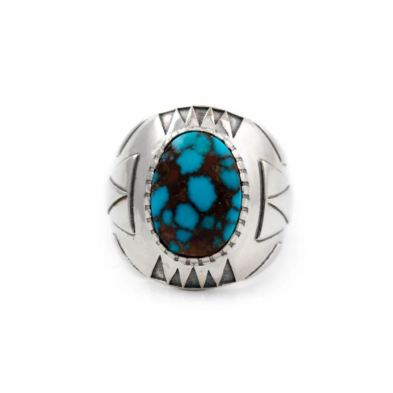 Vivid diamond rings-Geo Deco Turquoise Ring