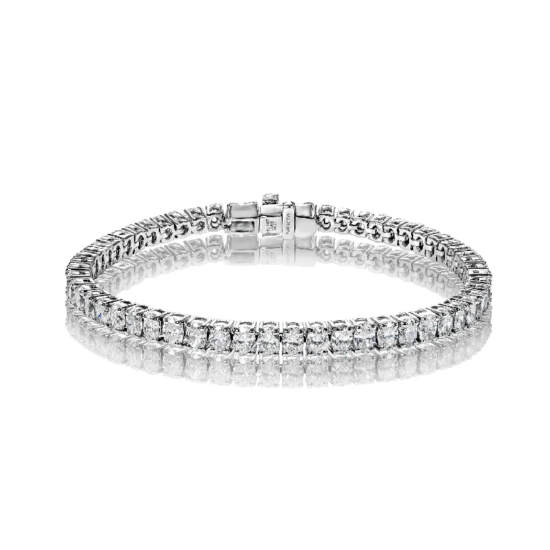 Swirl shape bangles-Veronica 8 Carat Oval Cut Single Row Diamond Tennis Bracelet in 14k White Gold