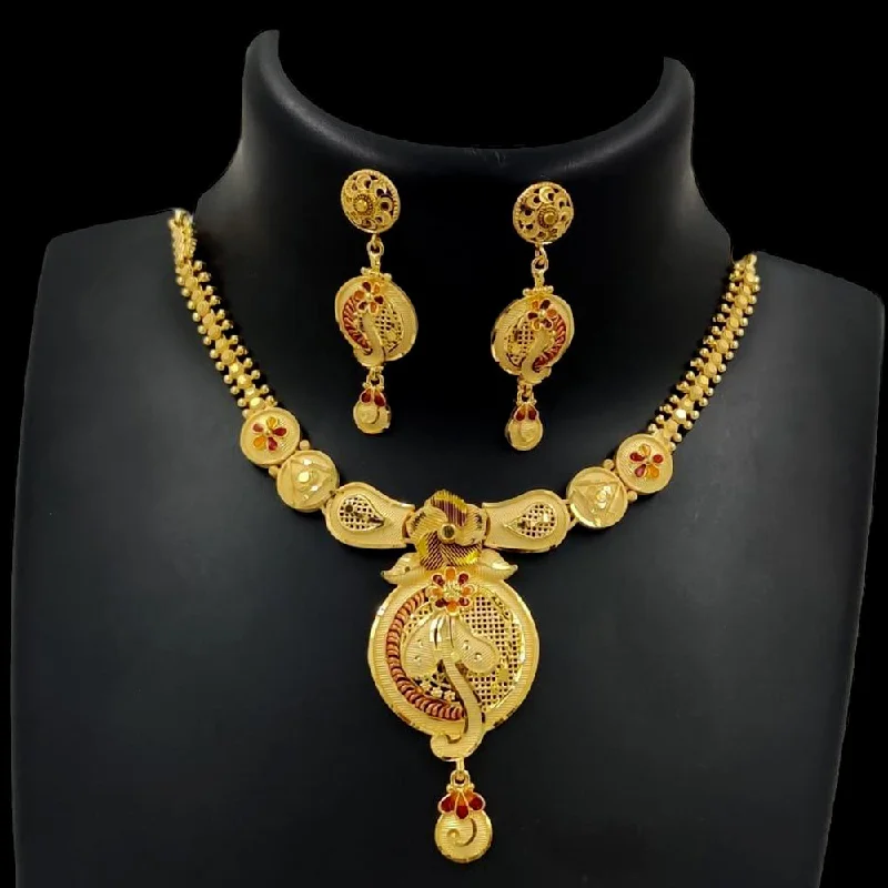 Emerald gem necklaces-Pari Art Jewellery Forming Gold Necklace Set