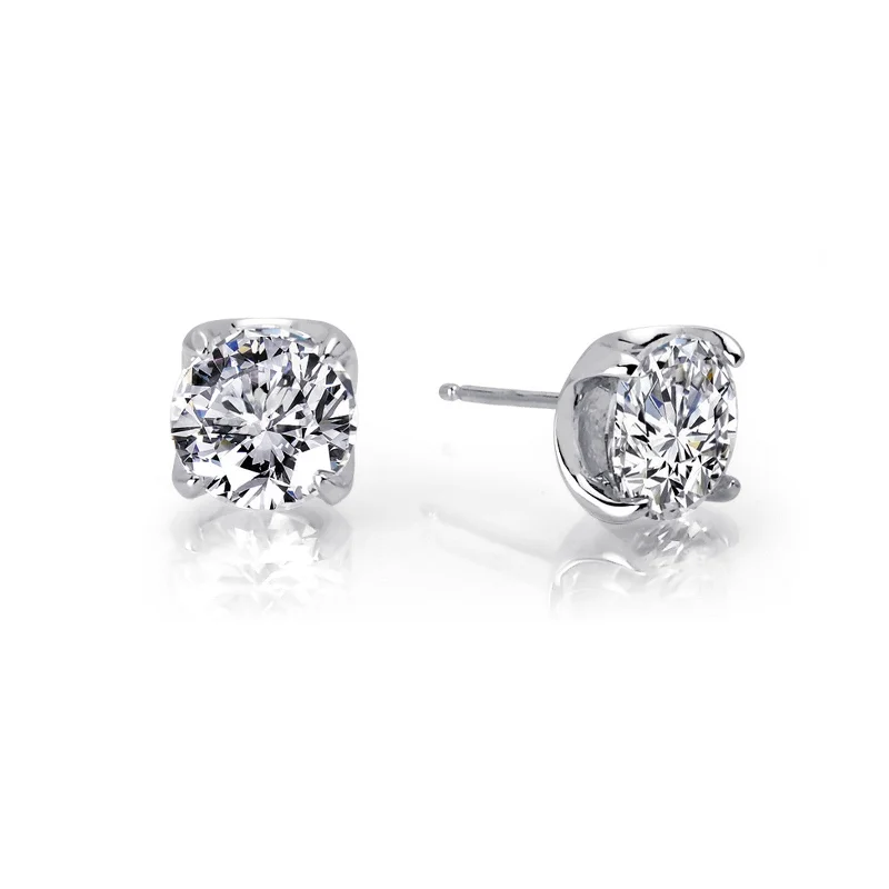 Layered drop earrings-Lafonn Simulated Diamond 3.50ct Stud Earrings E0104CLP