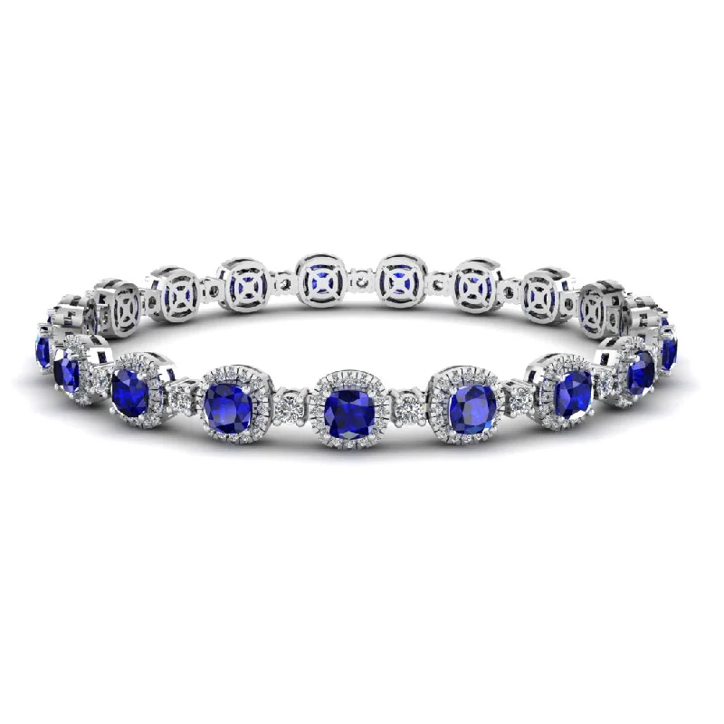 Reed braid bangles-Cushion Shape 8.5 Carat Sapphire Featuring Diamond Halo Bracelet BRHACCS