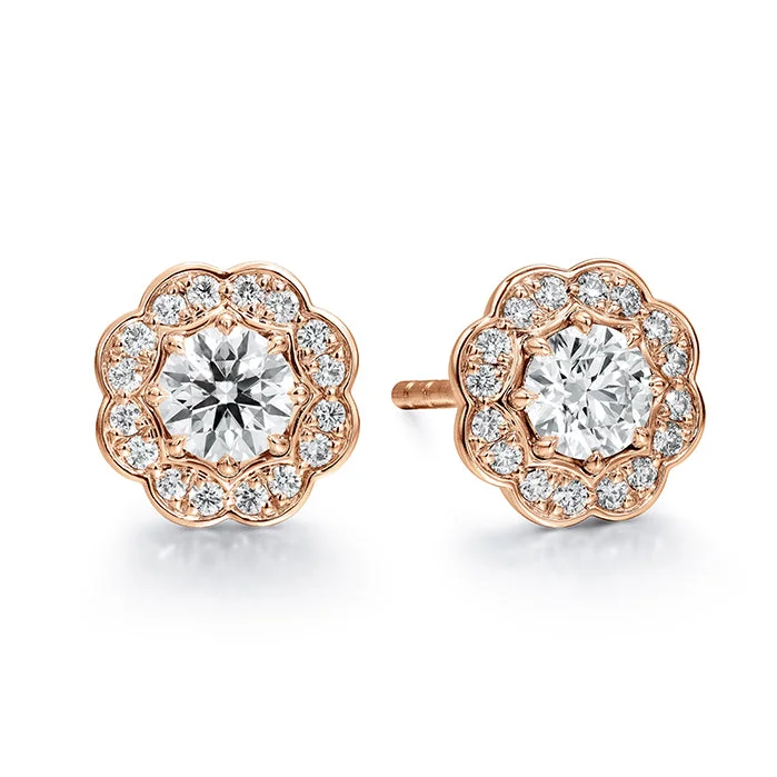 Bright gem earrings-Hearts On Fire Lorelei Halo Stud Diamond Earrings