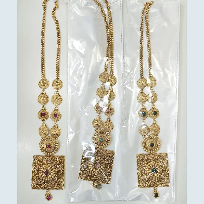 Polished name necklaces-Rani Sati Jewels Gold Plated Necklace Set (1 Piece Only)