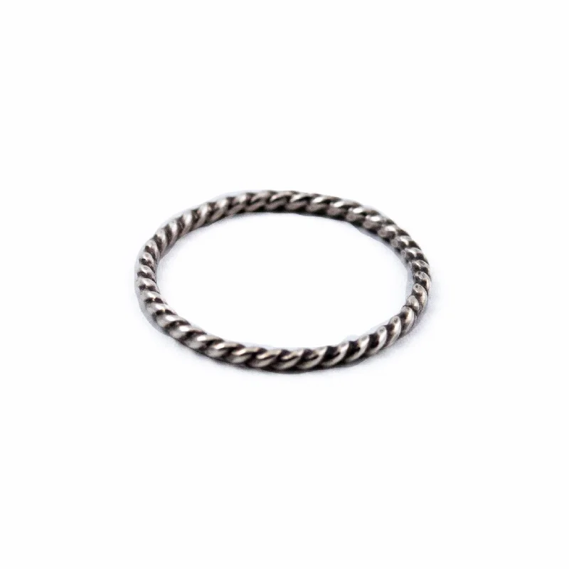 Bead cluster rings-Silver Twist Stacking Ring