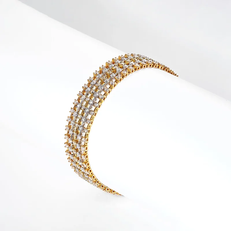 Surf charm bangles-Jazmin 7 Carat 5 strand Diamond Bracelet in 18k Yellow Gold