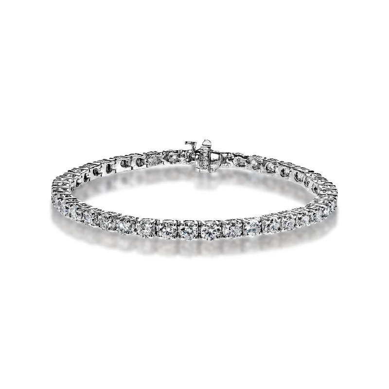 Flat charm bangles-Margot 10 Carat Round Brilliant Single Row Diamond Tennis Bracelet in 14k White Gold