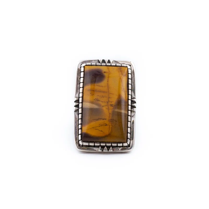 Open frame rings-Yellow Mookite Jasper Ring