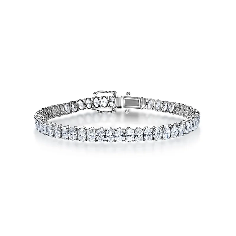 Fine cord bangles-Nyla 11 Carats Oval Cut Diamond Single Row Tennis Bracelet in 18k White Gold