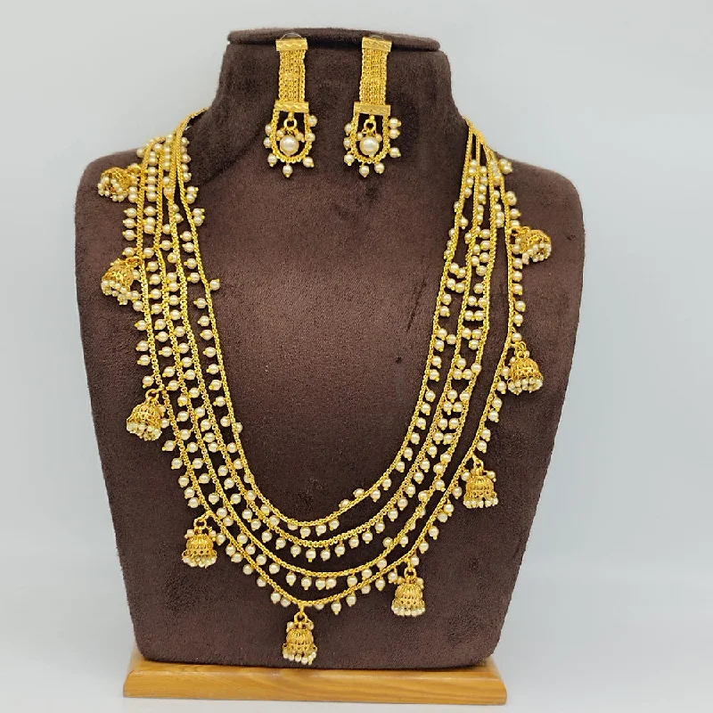 Plaited knot necklaces-Manisha Jewellery Gold Plated Long Necklace Set