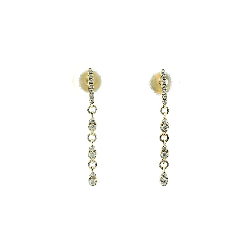 Smooth gem earrings-14K Yellow Gold 0.20cttw. Diamond Multi Link Dangle Stud Earrings