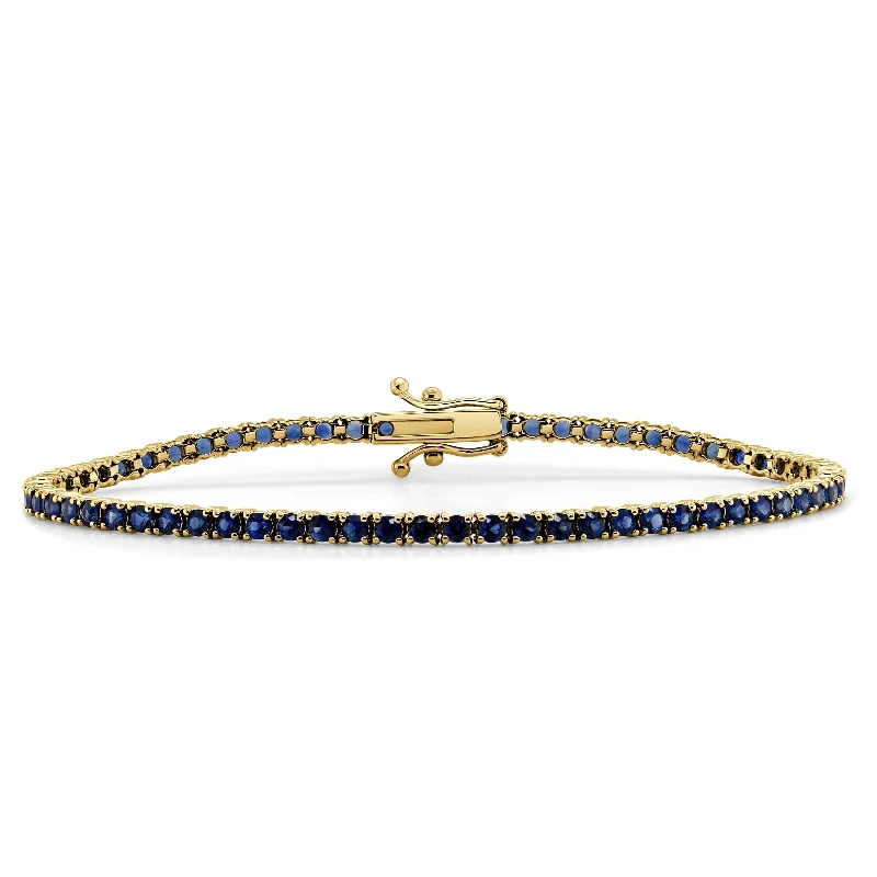 Plaited knot bangles-14k Gold & Blue Sapphire Tennis Bracelet