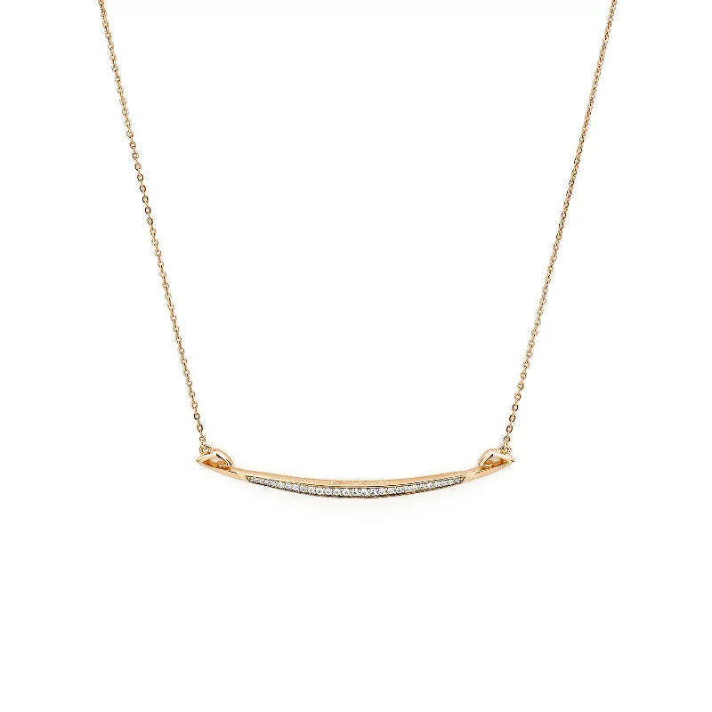 Swirl shape necklaces-Crescent Pavé Necklace Large - 18K Rose Gold Vermeil + CZ Blanc