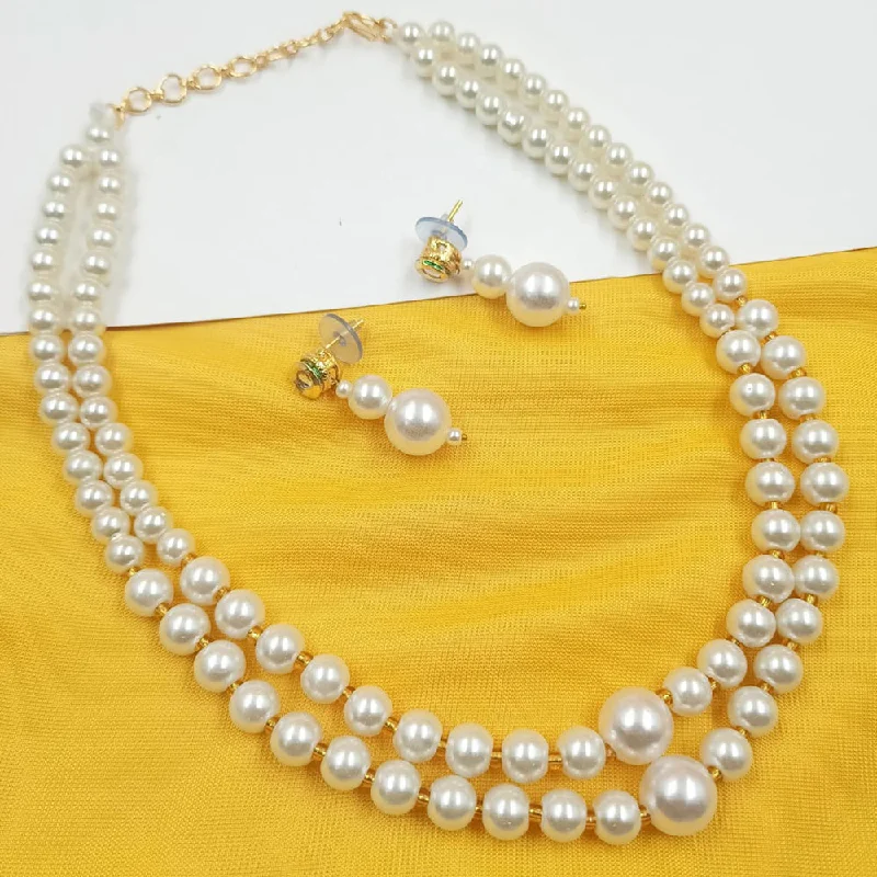 Trio birthstone necklaces-Padmawati Bangles Gold Plated Pearl Necklace Set