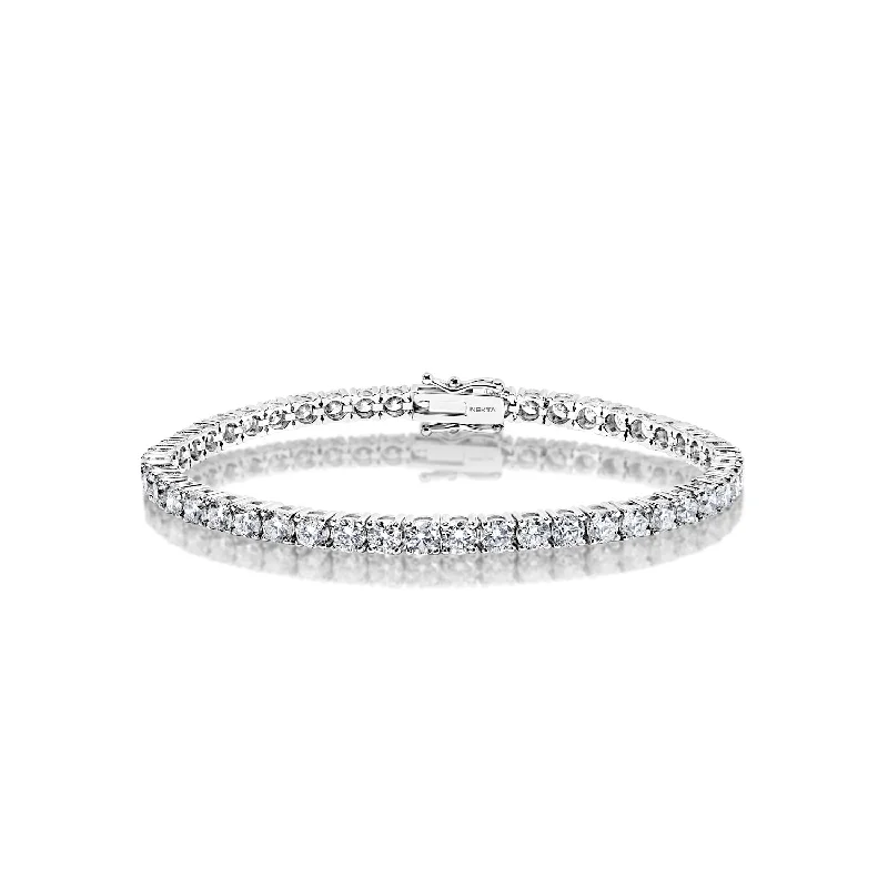 Gem stack bangles-Zuri 9 Carats Round Brilliant Diamond Tennis Bracelet in 14k White Gold 19 Pointer Each Stone