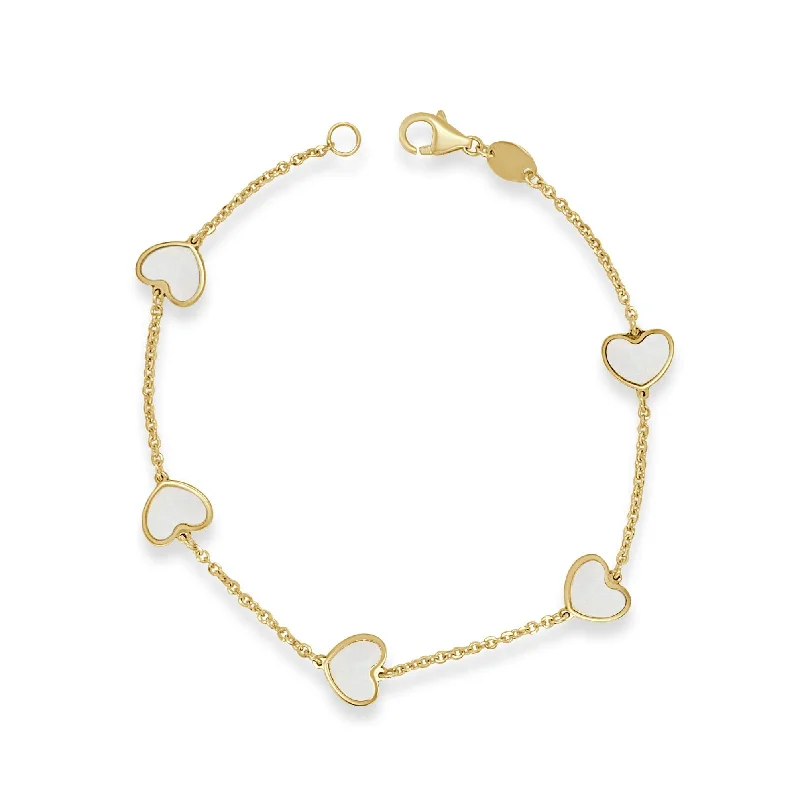 New moon bangles-14k Gold & Mother of Pearl Heart Bracelet