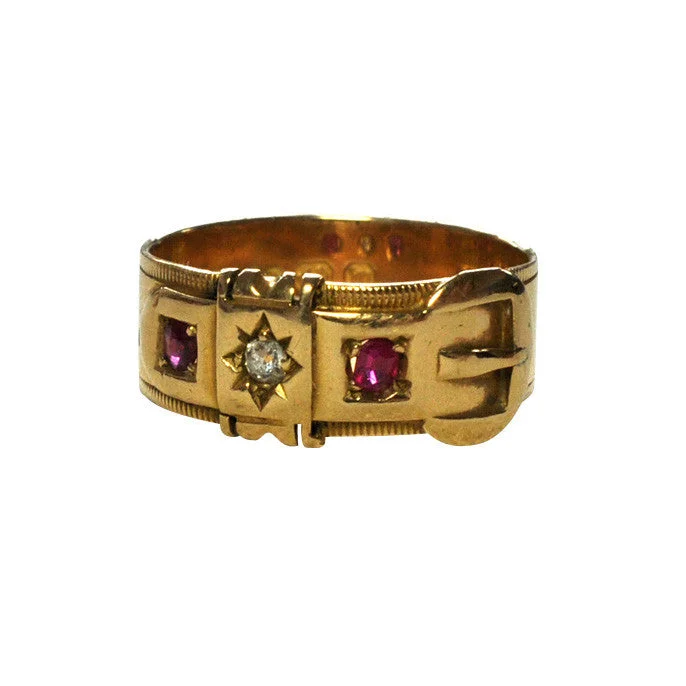 Flat band rings-Ruby & Diamond Buckle Ring