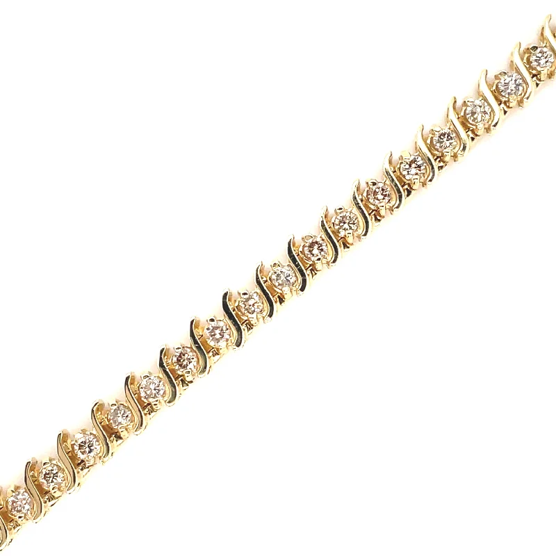 Polished bead bangles-14k Yellow Tennis Bracelet