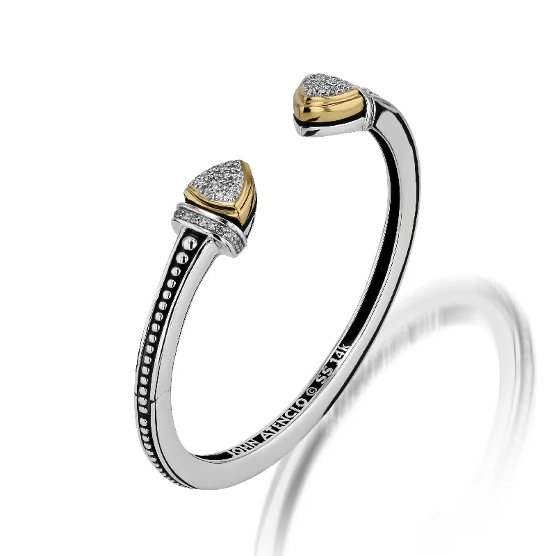 Curved gem bangles-Arrivo Narrow Pave Diamond Cuff Bracelet