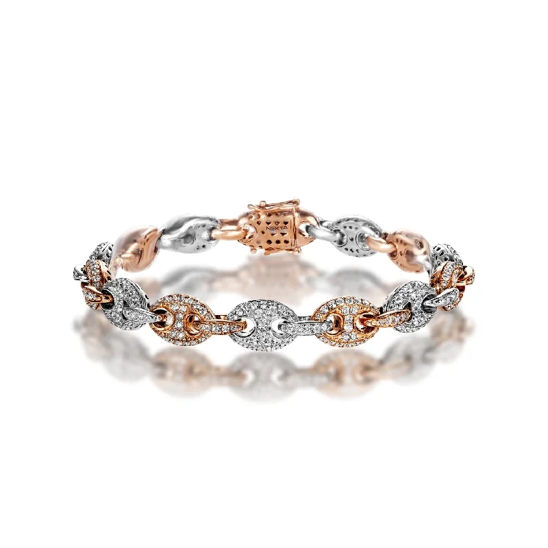 Chunky stone bangles-Ian 8 Carat Round Brilliant Diamond Bracelet in 18k White Gold