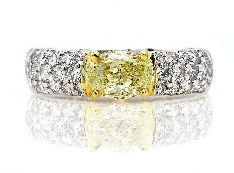 Crystal braid rings-GIA "Canary" 1.62ct Natural Fancy Yellow OVAL Diamond Ring