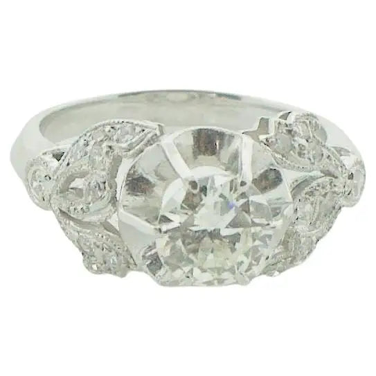 Fox design rings-Art Deco Diamond Platinum Solitaire Ring, Circa 1930's