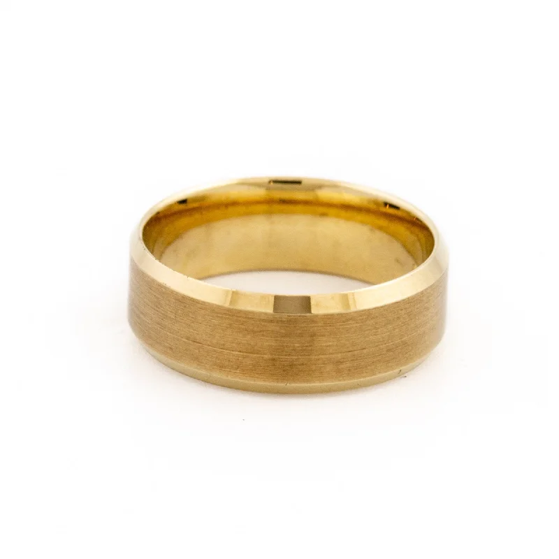 Curved gem rings-10K Brushed Band