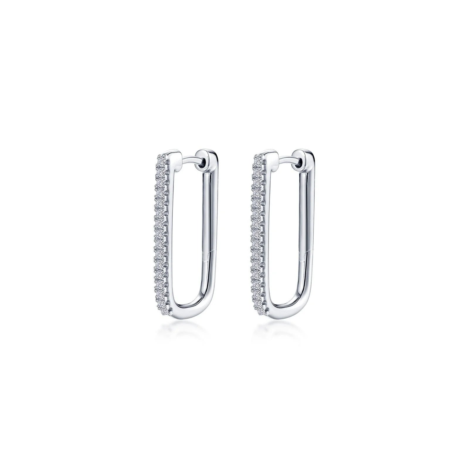 Bold cuff earrings-Lafonn Simulated Diamond Rectangle Hoop Earrings E0632CLP00