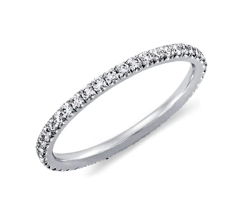 Bold druzy rings-Diamond Wedding Band .40ct Round Diamonds Pave Eternity Platinum Ring Wedding Anniversary Band