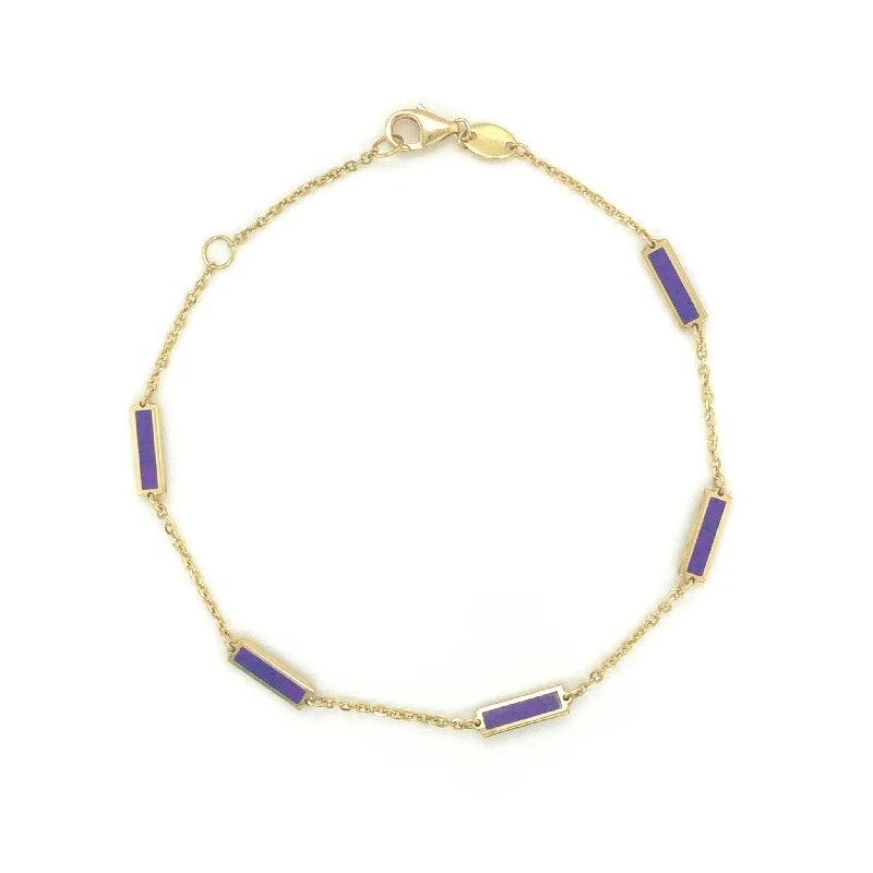 Tight clasp bangles-14k Gold & Amethyst Station Bar Bracelet