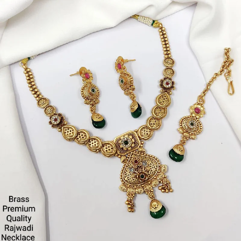 Cedar wood necklaces-Manisha Jewellery Gold Plated Pota Stone Necklace Set