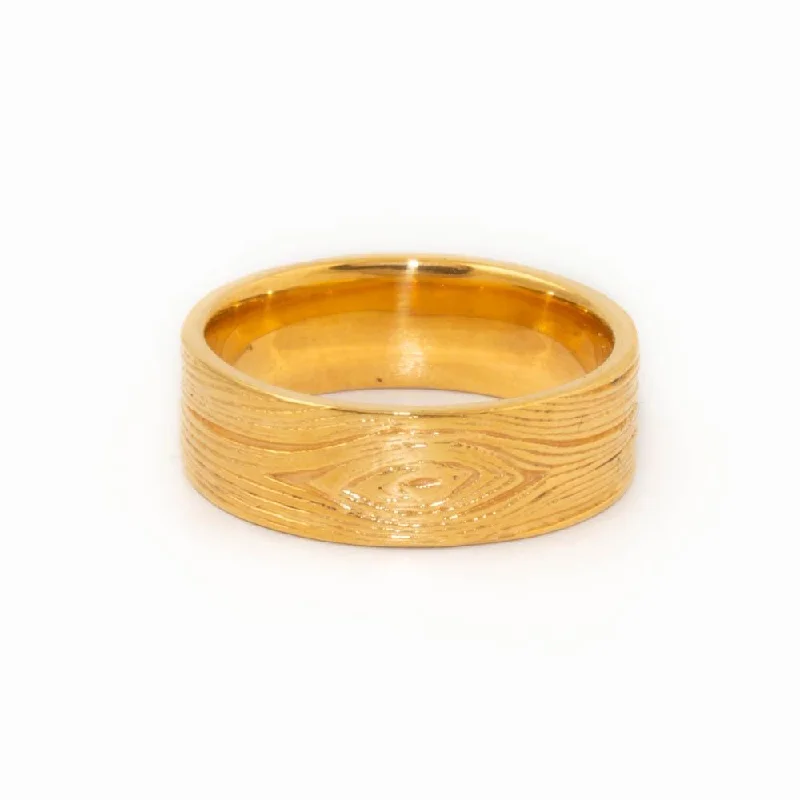 Vivid druzy rings-Woodgrain X Yellow Wedding Band