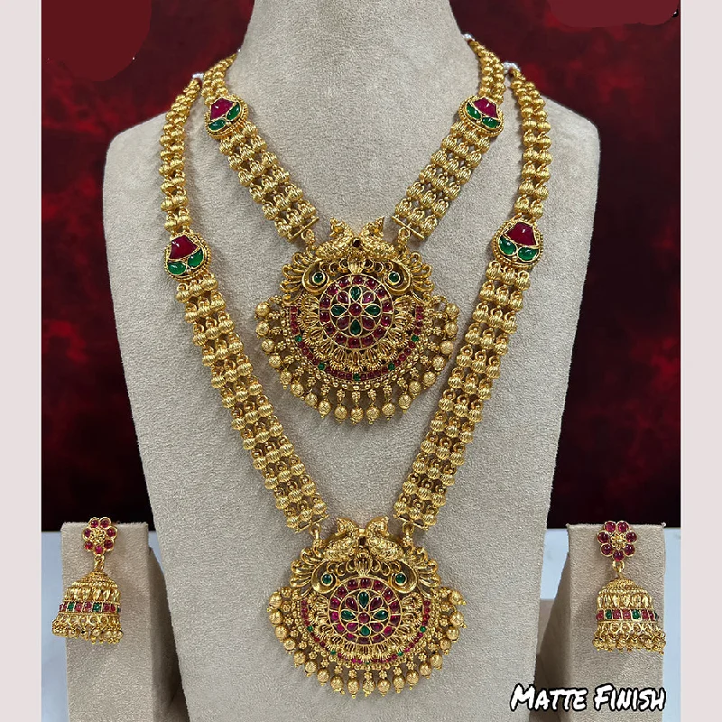 Tie-style necklaces-Diksha Collection Pota Stone Necklace Combo Set