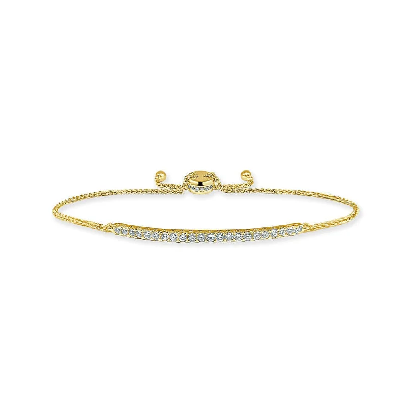 Flat charm bangles-14k Gold & Diamond Bolo Bracelet