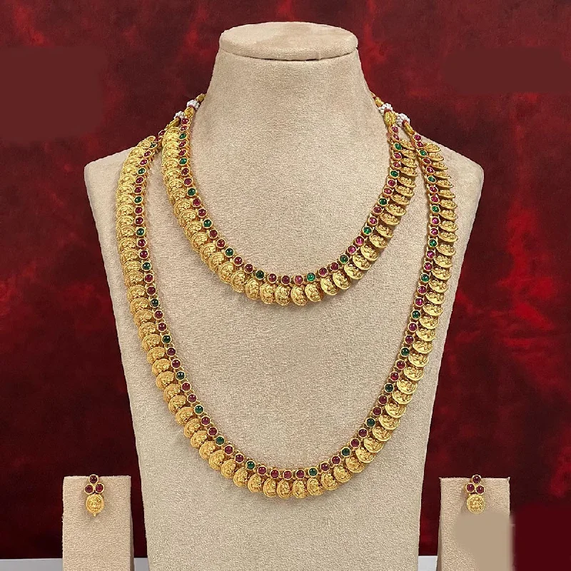 Daisy design necklaces-Diksha Collection Pota Stone Necklace Combo Set