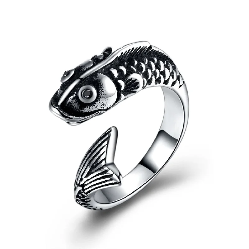 Tide shape rings-Koi Fish Japanese Wrap Ring