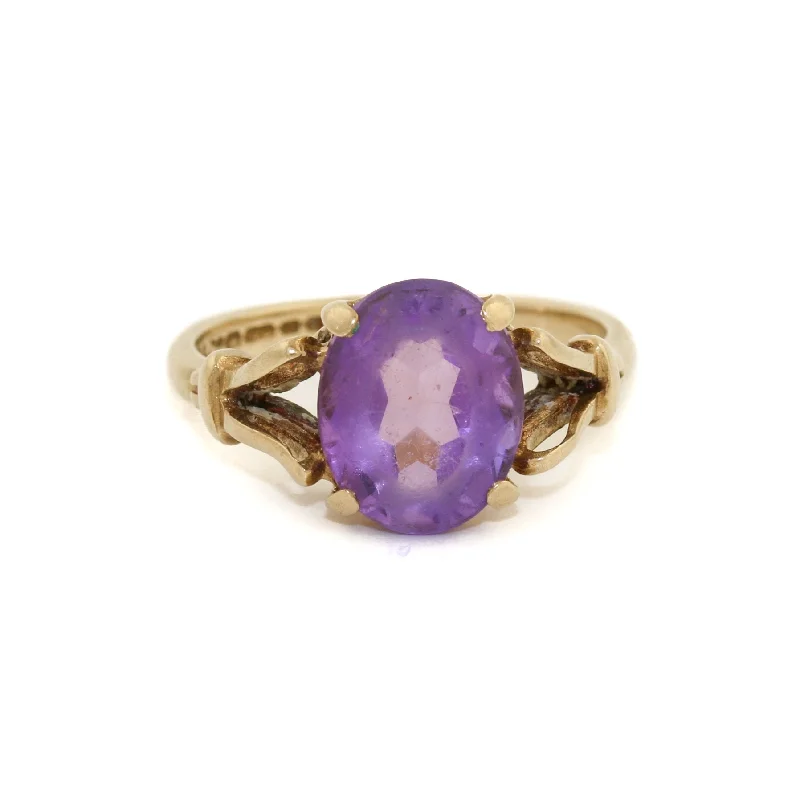 Dual-metal rings-9k Gold x Vintage Amethyst Ring