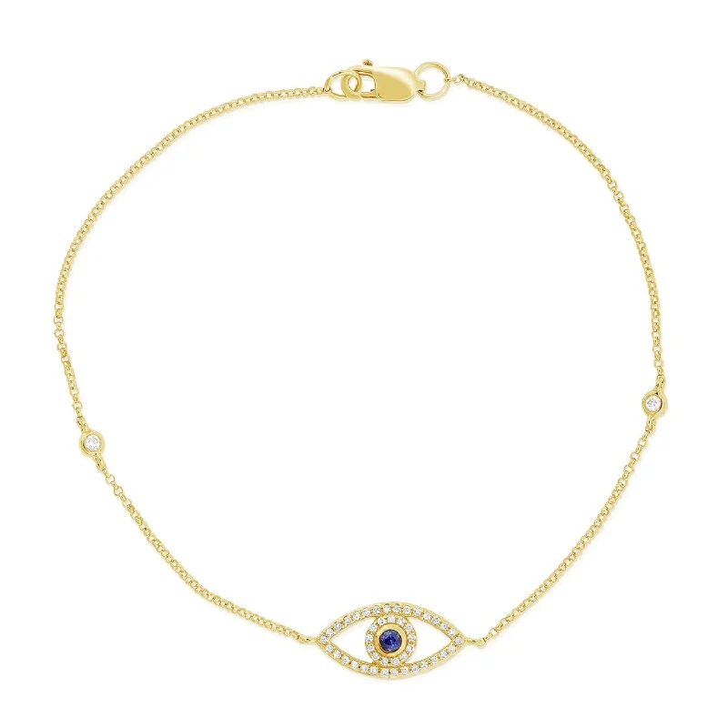 Clear gem bangles-14k Gold Sapphire & Diamond Evil Eye Bracelet