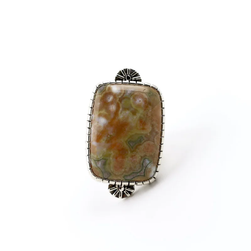 Dainty gold rings-Peach Pastel Ocean Jasper Ring