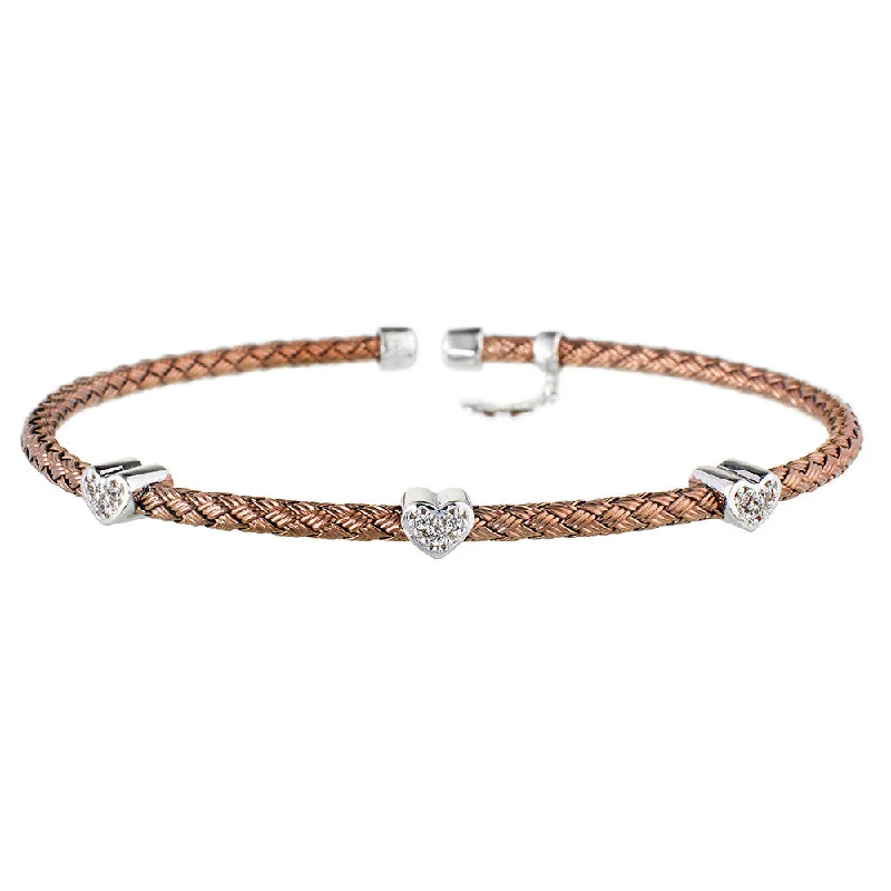 Pure eternity bangles-Chocolate Gold Hearts Bracelet