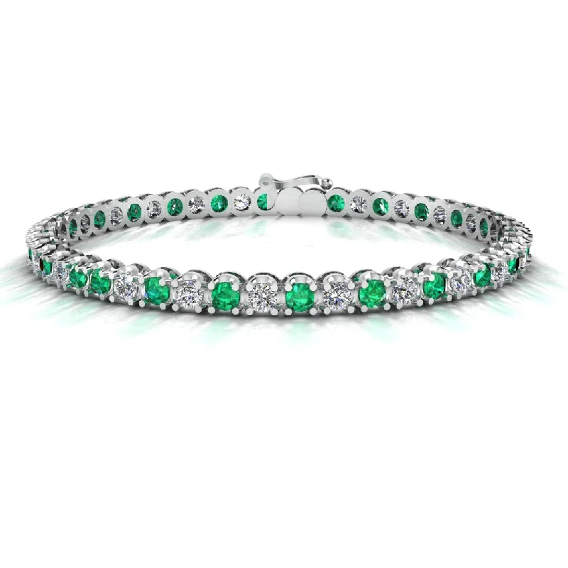 Spirit eye bangles-Round Brilliant Diamond and Emerald Bracelet BRDE45558