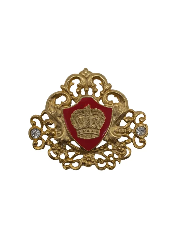 Curved gem brooch-The Lionheart Crest Brooch