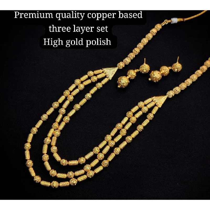 High pendant necklaces-Akruti Collection Gold Plated Long Necklace Set