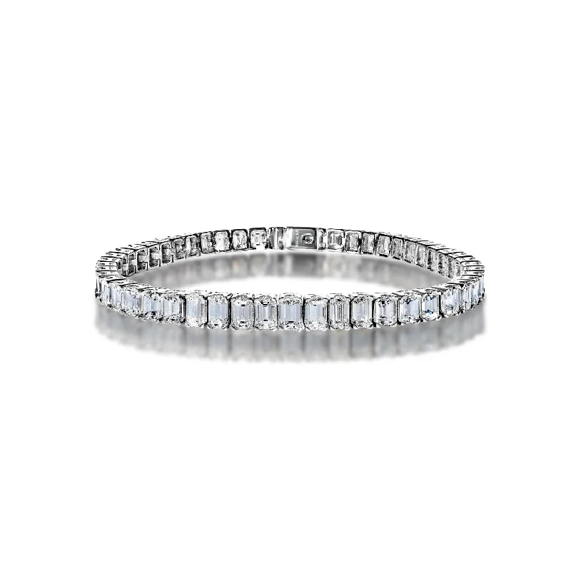 Linen thread bangles-Blair 18 Carat Emerald Cut Diamond Tennis Bracelet in 18k White Gold