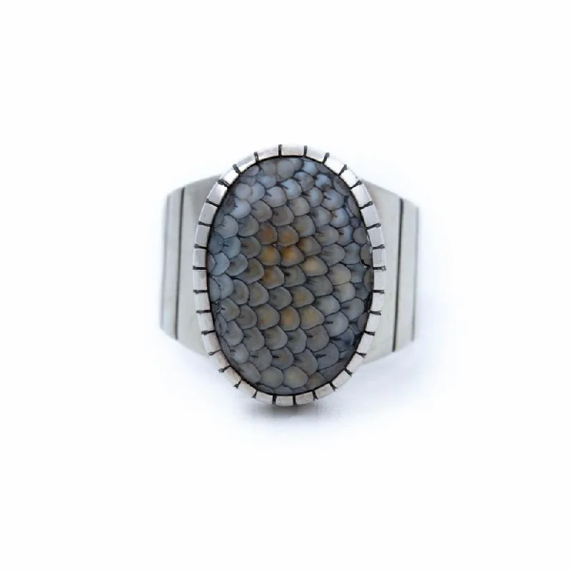 Bead trim rings-Wide-Band Pinecone Ring