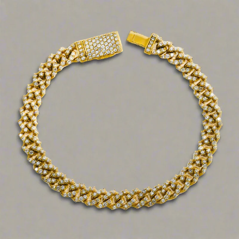 Plaited knot bangles-Jenesis 5.58 Carat Round Diamond Cuban Link Bracelet in 14K Yellow Gold