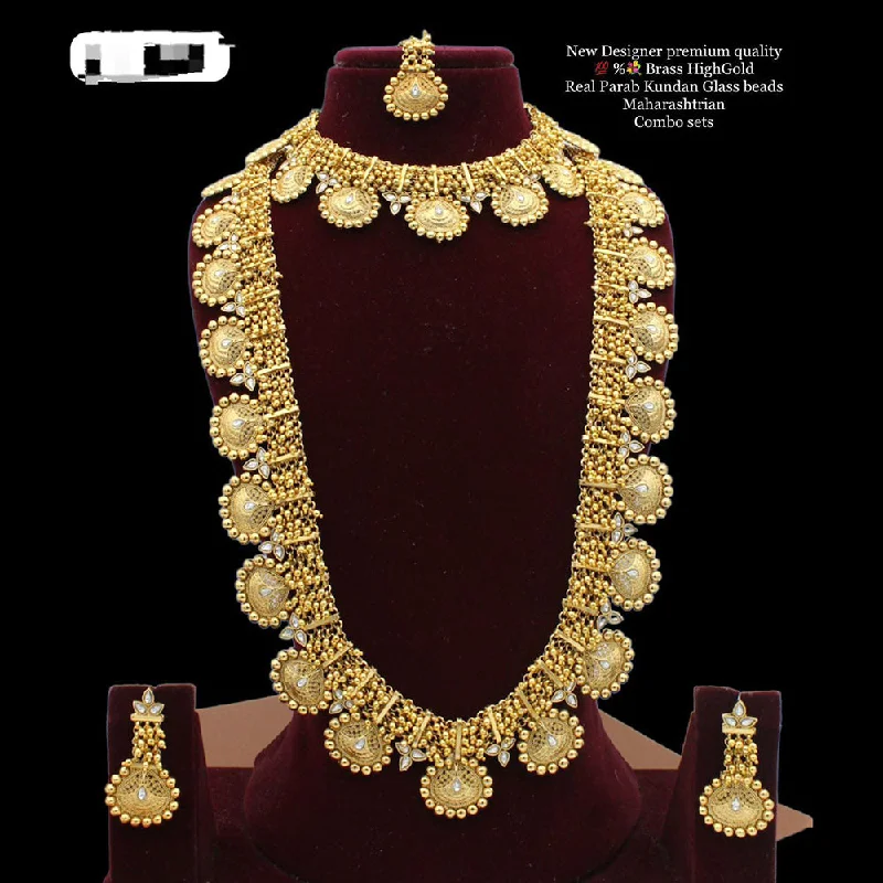 Solid link necklaces-Manisha Jewellery Gold  Plated Kundan Double Necklace Set