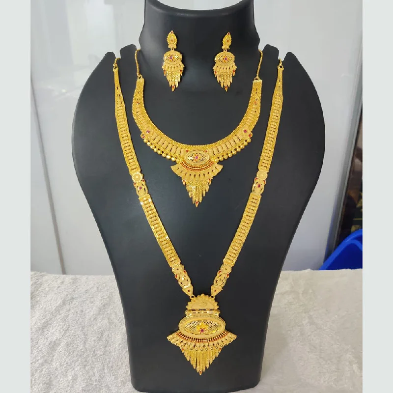 Aged charm necklaces-Pari Art Jewellery Forming Gold Double Necklace Set